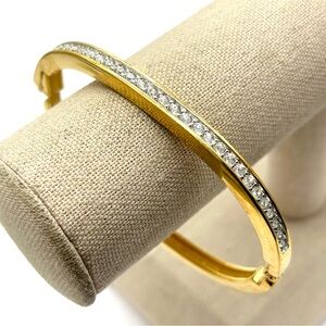 Swarovski Crystal Channel Set Hinged Bangle Bracelet